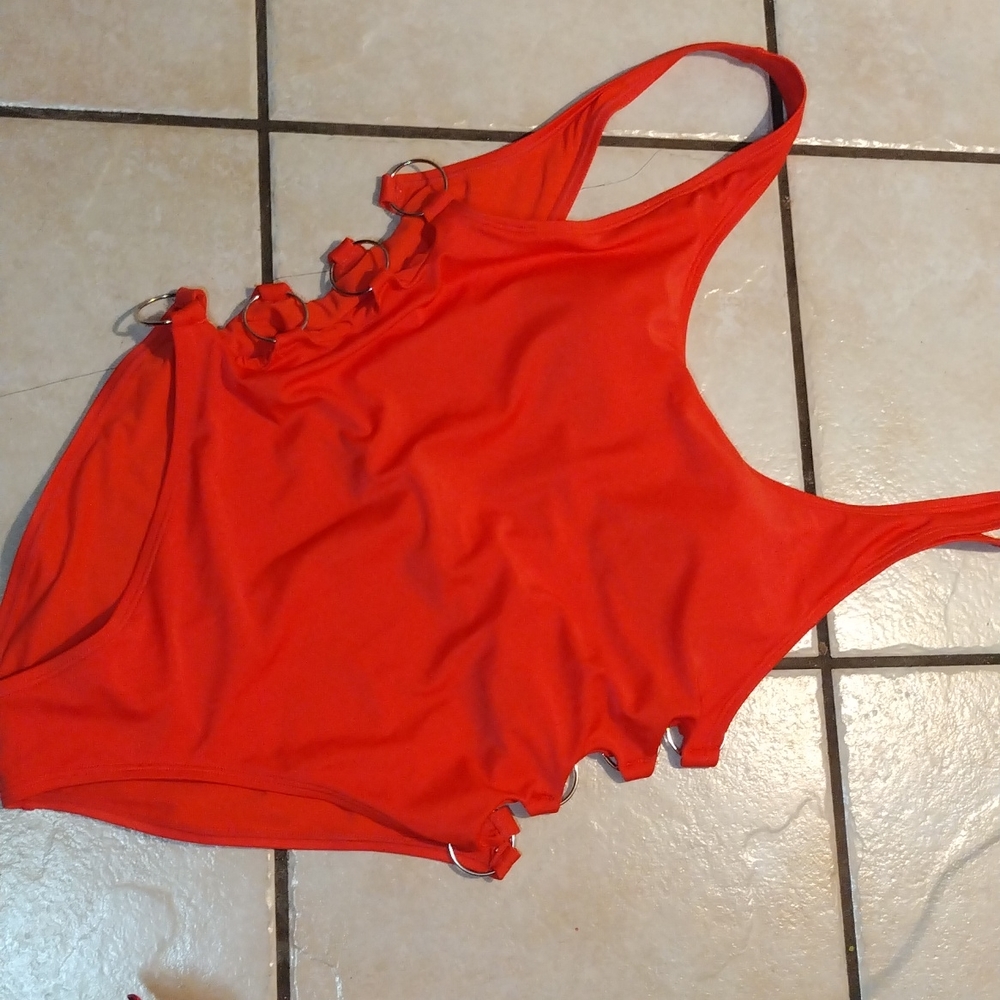 One piece peach bathing suit